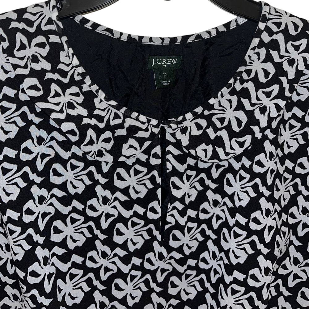 J. Crew Bow Tie Print Dress with Peter Pan Collar Size 10 - Picture 4 of 4